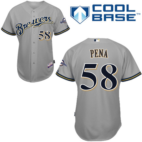Milwaukee Brewers #58Ariel  Pena Authentic Personalized Road Gray Jersey