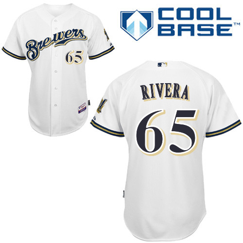 Milwaukee Brewers #65Yadiel  Rivera Authentic Personalized Home White Jersey