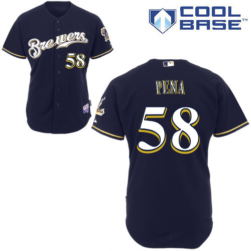 Milwaukee Brewers #58Ariel  Pena Authentic Personalized Alternate Blue Jersey