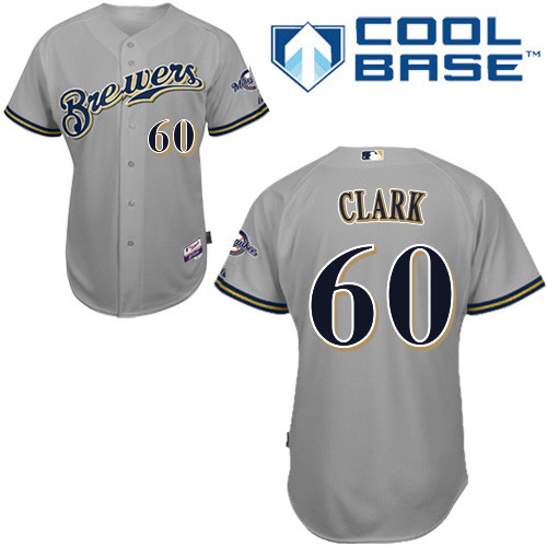 Milwaukee Brewers #60Matt CLARK Authentic Personalized Road Gray Jersey