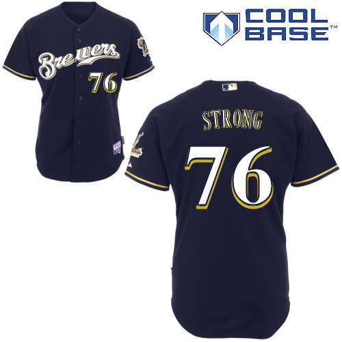 Milwaukee Brewers #76 Strong Authentic Personalized Alternate Blue Jersey