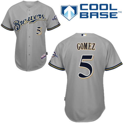 Milwaukee Brewers #5Hector Gomez Authentic Personalized Road Gray Jersey