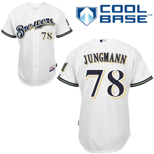 Milwaukee Brewers #78Taylor Jungmann Authentic Personalized Home White Jersey