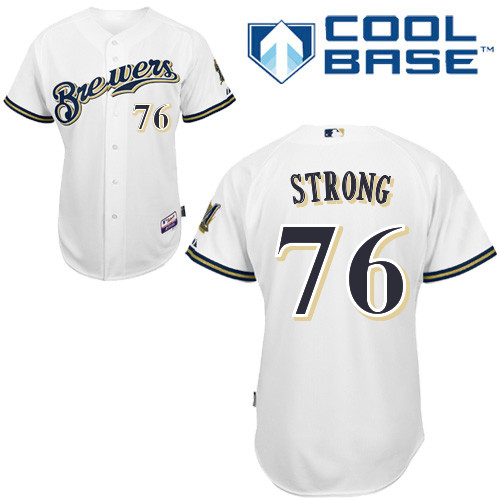 Milwaukee Brewers #76 Strong Authentic Personalized Home White Jersey