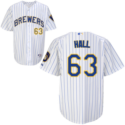 Milwaukee Brewers #63 Hall Authentic Personalized Alternate Home White Jersey