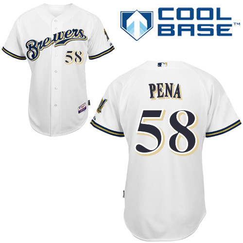 Milwaukee Brewers #58Ariel  Pena Authentic Personalized Home White Jersey