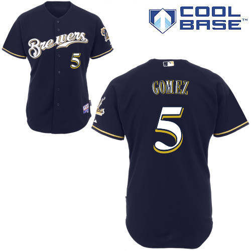Milwaukee Brewers #5Hector Gomez Authentic Personalized Alternate Blue Jersey