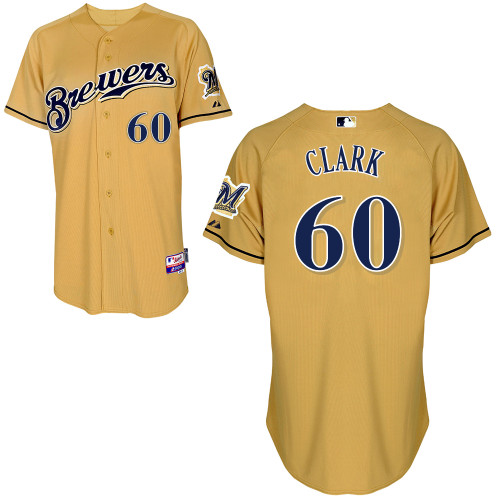 Milwaukee Brewers #60Matt CLARK Authentic Personalized Alternate yellow Jersey