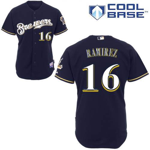 Milwaukee Brewers #16Aramis Ramirez Authentic Personalized Alternate Blue Jersey