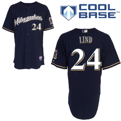 Milwaukee #24Adam Lind Brewers Authentic Personalized Alternate Road Blue Jersey