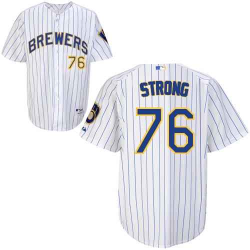 Milwaukee Brewers #76 Strong Authentic Personalized Alternate Home White Jersey