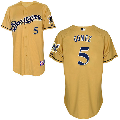 Milwaukee Brewers #5Hector Gomez Authentic Personalized Alternate yellow Jersey