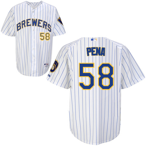 Milwaukee Brewers #58Ariel  Pena Authentic Personalized Alternate Home White Jersey