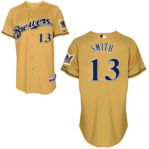 Milwaukee Brewers #13Will Smith Authentic Personalized Alternate yellow Jersey