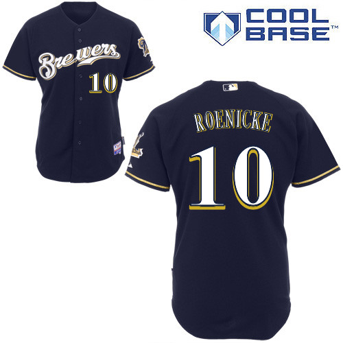 Milwaukee Brewers #10Ron Roenicke Authentic Personalized Alternate Blue Jersey