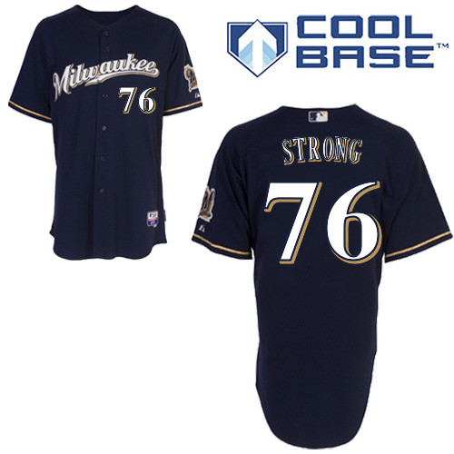 Milwaukee #76 Strong Brewers Authentic Personalized Alternate Road Blue Jersey