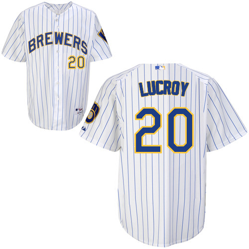 Milwaukee Brewers #20Jonathan Lucroy Authentic Personalized Alternate Home White Jersey