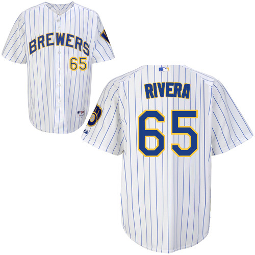 Milwaukee Brewers #65Yadiel  Rivera Authentic Personalized Alternate Home White Jersey