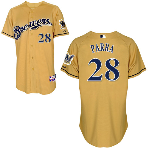 Milwaukee Brewers #28Gerardo Parra Authentic Personalized Alternate yellow Jersey