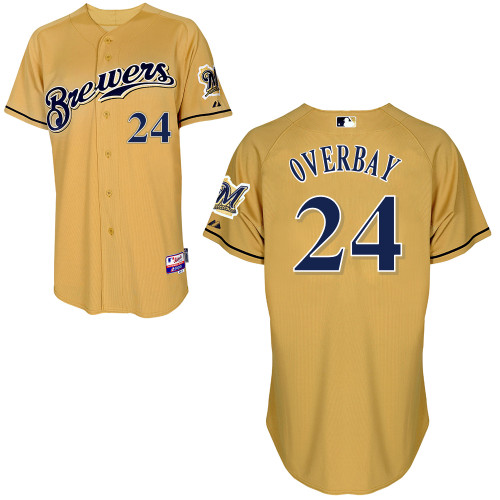 Milwaukee Brewers #24Lyle  Overbay Authentic Personalized Alternate yellow Jersey