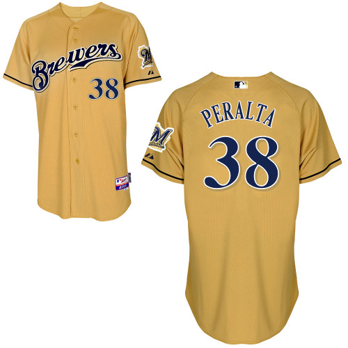 Milwaukee Brewers #38astuto Peralta Authentic Personalized Alternate yellow Jersey