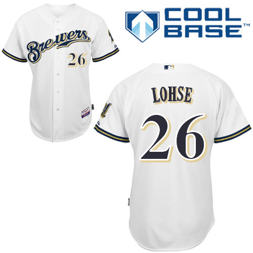 Milwaukee Brewers #26Kyle lohse Authentic Personalized Home White Jersey