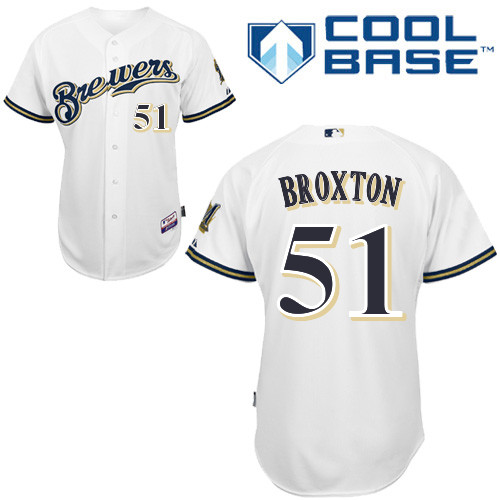 Milwaukee Brewers #51 Jonathan Broxton Authentic Personalized Home White Jersey
