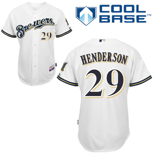 Milwaukee Brewers #29Jim Henderson Authentic Personalized Home White Jersey