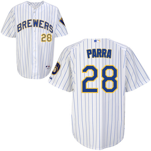 Milwaukee Brewers #28Gerardo Parra Authentic Personalized Alternate Home White Jersey