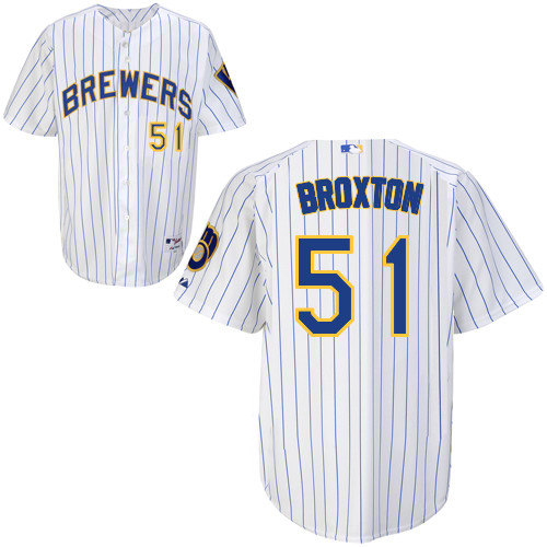 Milwaukee Brewers #51 Jonathan Broxton Authentic Personalized Alternate Home White Jersey