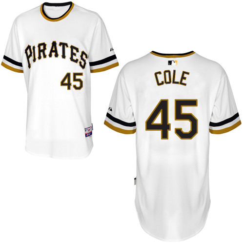 Pittsburgh Pirates #45Gerrit Cole Authentic Andrew McCutchen Alternate White Jersey