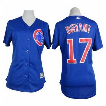 Women Cubs #17 Kris Bryant Blue Alternate Stitched Baseball Jersey