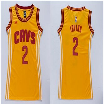 Women Cavaliers #2 Kyrie Irving Gold Dress Stitched NBA Jersey