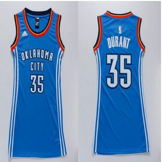Women Thunder #35 Kevin Durant Blue Dress Stitched NBA Jersey