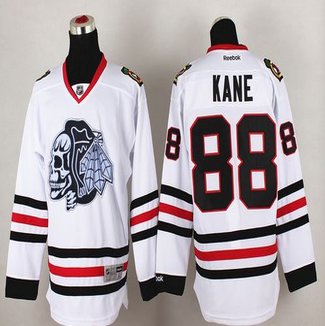 Chicago Blackhawks #88 Patrick Kane White(White Skull) Stitched NHL Jersey