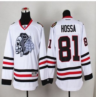 Chicago Blackhawks #81 Marian Hossa White(White Skull) Stitched NHL Jersey