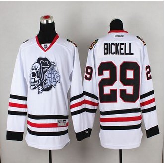 Chicago Blackhawks #29 Bryan Bickell White(White Skull) Stitched NHL Jersey