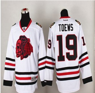 Chicago Blackhawks #19 Jonathan Toews White(Red Skull) Stitched NHL Jersey