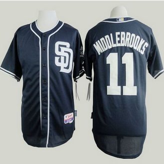 San Diego Padres #11 Will Middlebrooks Dark Blue Alternate 1 Cool Base Stitched Baseball Jersey