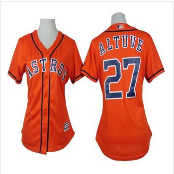 Women Astros #27 Jose Altuve Orange Alternate Stitched Baseball Jersey