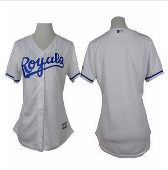 Women Royals Blank White Home Stitched Baseball Jersey
