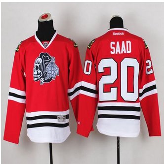 Youth Chicago Blackhawks #20 Brandon Saad Red(White Skull) Stitched NHL Jersey