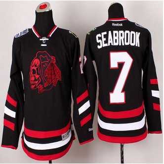 Youth Chicago Blackhawks #7 Brent Seabrook Black(Red Skull) 2014 Stadium Series Stitched NHL Jersey