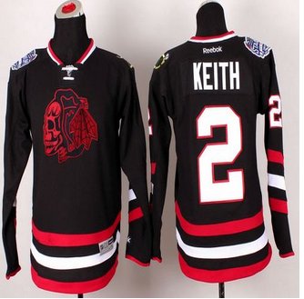 Youth NHL Chicago Blackhawks #2 Duncan Keith Black(Red Skull) 2014 Stadium Series Stitched Jersey Youth NHL Chicago Blackhawks #2 Duncan Keith Black(Red Skull) 2014 Stadium Series Stitched Jersey