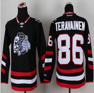 Youth Chicago Blackhawks #86 Teuvo Teravainen Black(White Skull) 2014 Stadium Series Stitched NHL Jersey