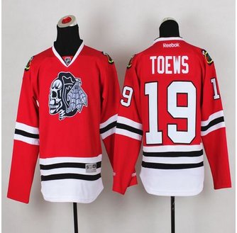 Youth Chicago Blackhawks #19 Jonathan Toews Red(White Skull) Stitched NHL Jersey