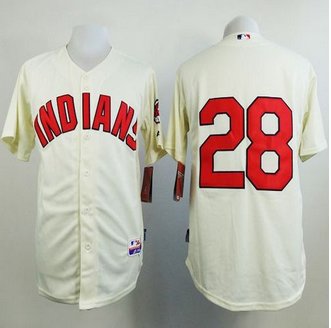 Cleveland Indians #28 Corey Kluber Cream Cool Base Stitched Baseball Jersey