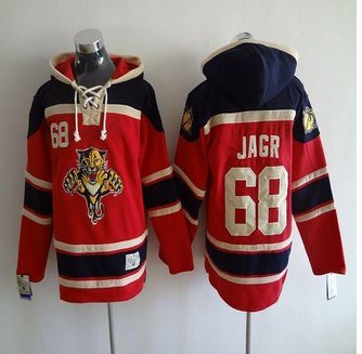 Carolina Panthers #68 Jaromir Jagr Red Sawyer Hooded Sweatshirt Stitched NHL Jersey