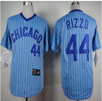 Chicago Cubs #44 Anthony Rizzo Blue(White Strip) Cooperstown Throwback Stitched Baseball Jersey Chicago Cubs #44 Anthony Rizzo Blue(White Strip) Cooperstown Throwback Stitched Baseball Jersey