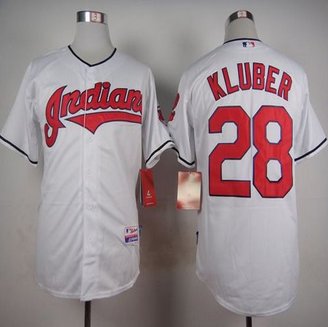 Cleveland Indians #28 Corey Kluber White Cool Base Stitched Baseball Jersey